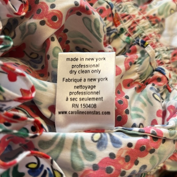 Caroline Constas Lorena Blouse Floral Tile Multi Colored, Off Shoulder, *Flaws* - Picture 16 of 16